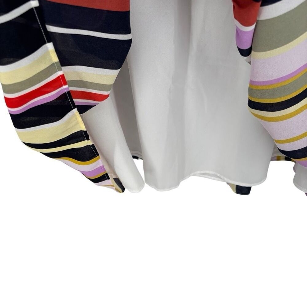 LOFT Striped Tiered Midi Skirt Multicolor Pull-On Flowy Summer Skirt Large NWT‎ - Picture 8 of 12
